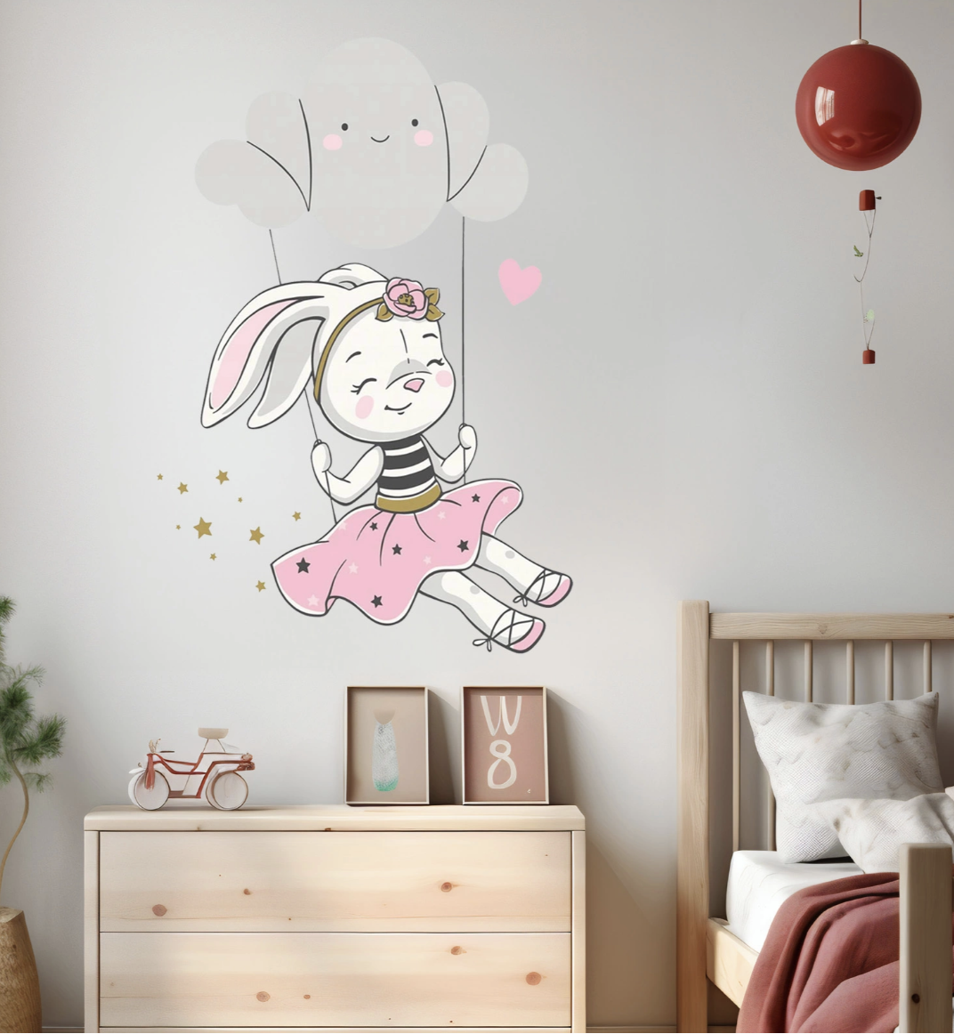 Czarujące Naklejki Ścienne z Motywem Króliczków – Pastelowy Akcent w Pokoju Dziecka