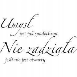 Naklejka na ścianę cytat napis MOTYWUJĄCY umysł jest jak spadochron 75 cm na 45 cm