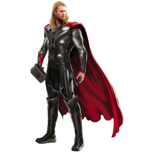 Naklejka na ścianę 3D THOR w czerwonej pelerynie 90 cm na 60 cm