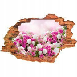 Naklejka na ścianę 3D Kwiaty różowe róże z dodatkiem białych tulipanów 90 cm na 60 cm