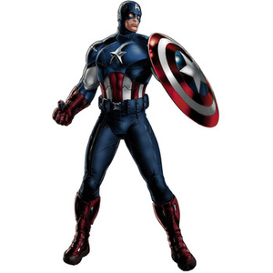 Naklejka na ścianę Kapitan Ameryka stoi z tarczą 90 cm na 60 cm