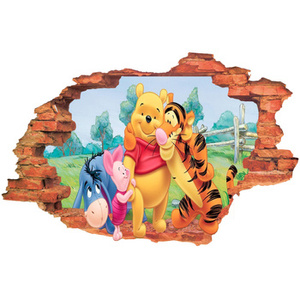 Naklejka na ścianę 3D KUBUŚ PUCHATEK wszyscy razem 60 cm na 90 cm