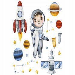 Naklejka na ścianę Kosmos Astronauta 90 cm na 60 cm