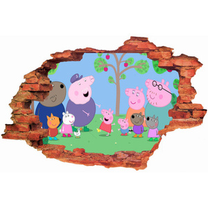 Naklejka na ścianę 3D ŚWINKA PEPPA spotkanie pod drzewem 90 cm na 60 cm
