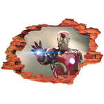 Naklejka na ścianę 3D IRON MAN strzela z ręki 90 cm na 60 cm