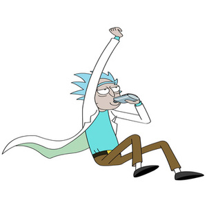 Naklejka na ścianę Rick i Morty leci na podwójnym gazie 90 cm na 60 cm