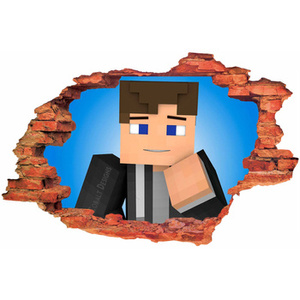 Naklejka 3D Minecraft Gamer w Garniturze Przygoda Czeka dla dzieci rozmiar 60 cm na 90 cm