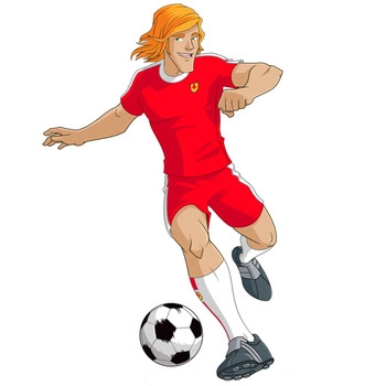 Naklejka na ścianę SUPA STRIKAS Klaus biegnie z piłką 90 cm na 60 cm