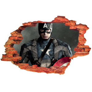 Naklejka na ścianę 3D KAPITAN AMERYKA zbliżenie 90 cm na 60 cm