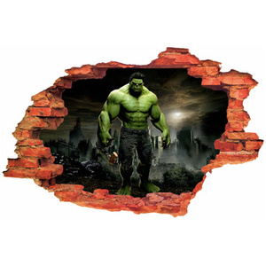 Naklejka na ścianę 3D HULK przed miastem 90 cm na 60 cm