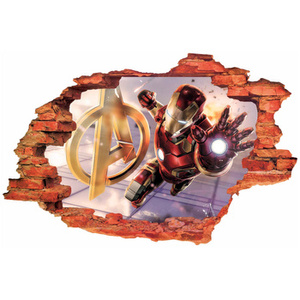 Naklejka na ścianę 3D IRON MAN wybuchy za plecami 90 cm na 60 cm