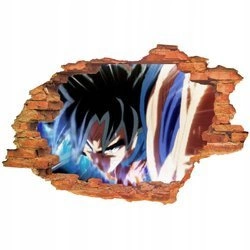 Naklejka na ścianę 3D DRAGON BALL Goku ultra instinct 90 cm na 60 cm
