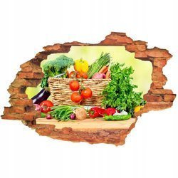 Naklejka na ścianę 3D Warzywa brokuły, jarmuż, zielone szparagi, młoda cebulka 90 cm na 60 cm