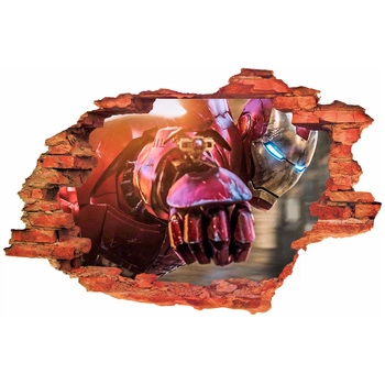 Naklejka na ścianę 3D IRON MAN lot na turbo 90 cm na 60 cm