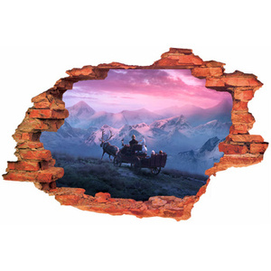 Naklejka na ścianę 3D KRAINA LODU jadą na wozie 60 cm na 90 cm