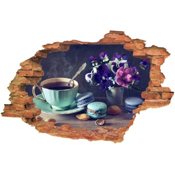 Naklejka na ścianę 3D Kawa makaroniki 90 cm na 60 cm