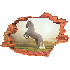 Naklejka na ścianę 3D KOŃ staje dęba 90 cm na 60 cm