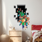 Naklejka 3D Minecraft cała ekipa 60 cm na 90 cm