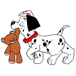 Naklejka na ścianę 101 DALMATYŃCZYKÓW z zabawką 90 cm na 60 cm