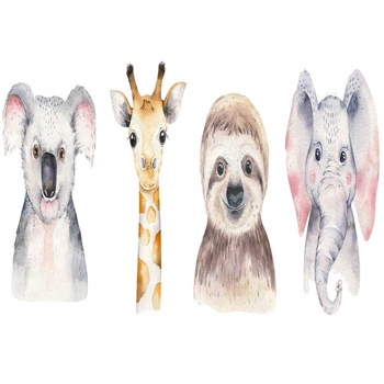 Naklejka na ścianę SAFARI cztery zwierzaczki 90 cm na 60 cm