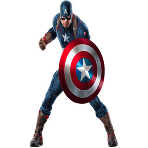 Naklejka na ścianę Kapitan Ameryka z tarczą w lewej ręce 90 cm na 60 cm