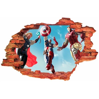 Naklejka na ścianę 3D Avengers na niebie 90 cm na 60 cm