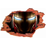 Naklejka na ścianę 3D IRON MAN twarz w mroku 90 cm na 60 cm