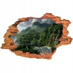Naklejka na ścianę 3D dżungla góra wodospad 90 cm na 60 cm