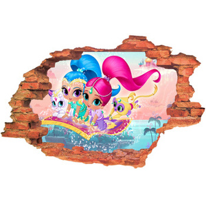 Naklejka na ścianę 3D SHIMMER I SHINE w podróży na latającym dywanie 90 cm na 60 cm