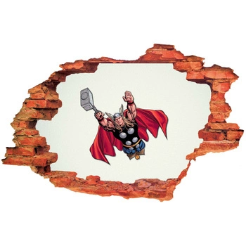 Naklejka na ścianę 3D THOR leci na białym tle 90 cm na 60 cm