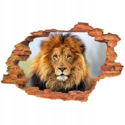 Naklejka na ścianę 3D Lew głowa 90 cm na 60 cm