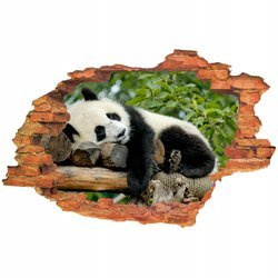 Naklejka na ścianę 3D Panda śpiąca na boku 90 cm na 60 cm