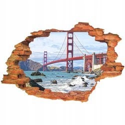 Naklejka na ścianę 3D San Francisco czerwony most wiszący 90 cm na 60 cm