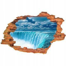 Naklejka na ścianę 3D Wodospad połączenie spadającej wody z błękitem nieba 90 cm na 60 cm