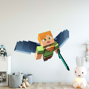 Naklejka Minecraft Leci z mieczem dla dzieci rozmiar 60 cm na 90 cm