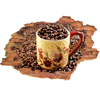 Naklejka na ścianę 3D Kawa filiżanka w kwiaty 90 cm na 60 cm