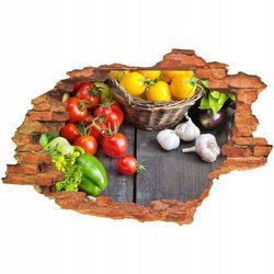 Naklejka na ścianę 3D Warzywa pomidory uprawne koloru malinowego i żółtego 90 cm na 60 cm