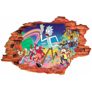 Naklejka na ścianę 3D Rick i Morty uciekają 90 cm na 60 cm