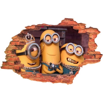 Naklejka na ścianę 3D MINIONKI nagrywają hip hop 90 cm na 60 cm