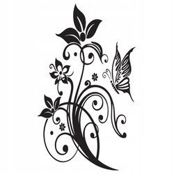 Naklejka na ścianę Kwiaty motyle 75 cm na 45 cm