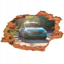 Naklejka na ścianę 3D SAMOCHODY BMW niebieskie 90 cm na 60 cm