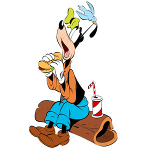 Naklejka na ścianę Goofy na śniadaniu z ptaszkiem 90 cm na 60 cm