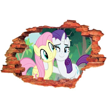 Naklejka na ścianę 3D My Little Pony Kucyki Fluttershy i Rarity obejmują się 90 cm na 60 cm