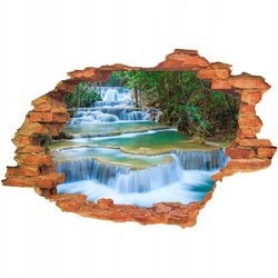 Naklejka na ścianę 3D Wodospad lazurowe wody spokojnie spływające po półkach skalnych 90 cm na 60 cm