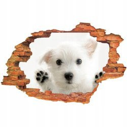 Naklejka na ścianę 3D Pies mały czworonóg o czarnych oczach 90 cm na 60 cm