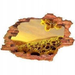 Naklejka na ścianę 3D Kwiaty słoneczniki pod drzewem 90 cm na 60 cm