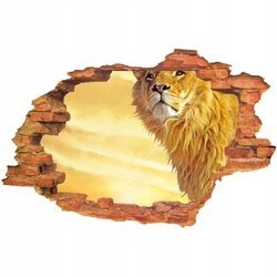Naklejka na ścianę 3D Lew patrzący w dal 90 cm na 60 cm