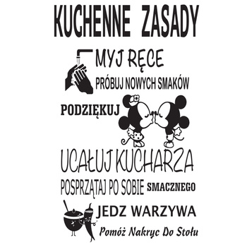 Naklejka na ścianę napis do Kuchni Kuchenne zasady Myszka Miki 75 cm na 45 cm