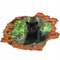 Naklejka na ścianę 3D Czarna Pantera leżąca 90 cm na 60 cm