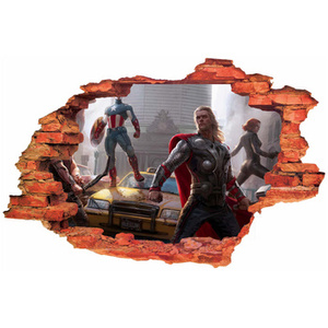 Naklejka na ścianę 3D Avengers w mieście przed taksówką 90 cm na 60 cm